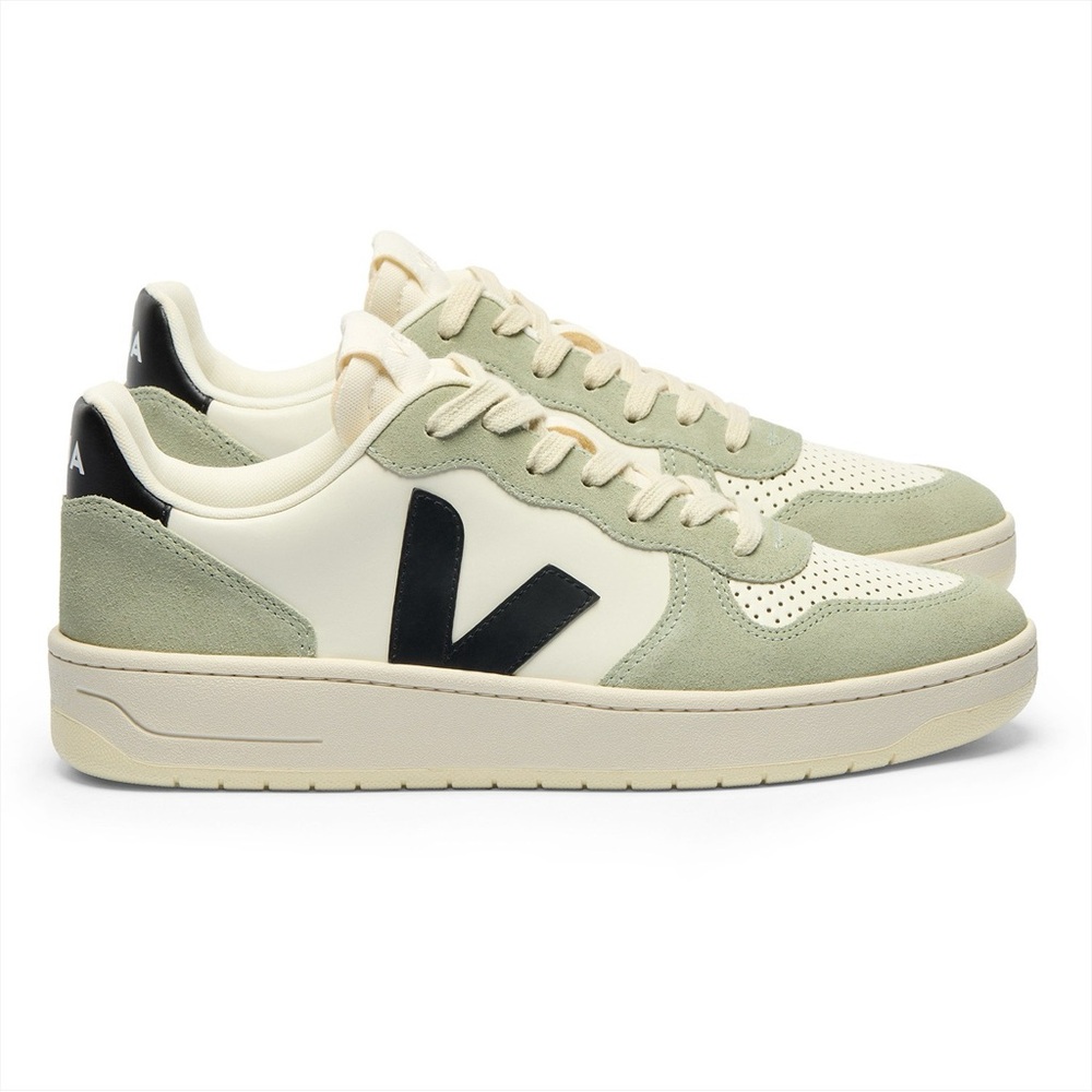 Veja Men's V-10 Sneakers in Cream, Sage & Black